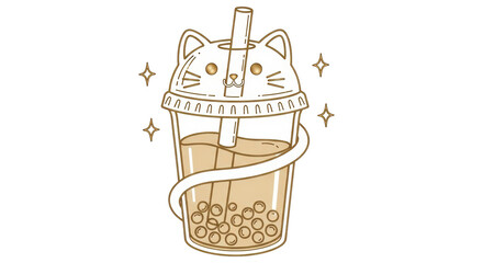 Isolated Cat Bubble Tea