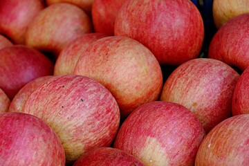 Fresh apples close up, autumn background