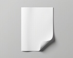 A4 brochure mockup with one page gently curled as if turning, floating isolated on light grey seamless background. Perfect template for flyer, leaflet, psd, design mock-up presentations.