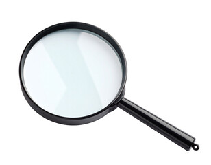  Magnifying Glass Zooming on Printed Text, Realistic Close-Up, Isolated on White