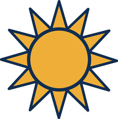 Bright yellow sun icon summer weather symbol