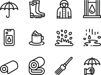 Collection of weather and protection icons in a grid layout