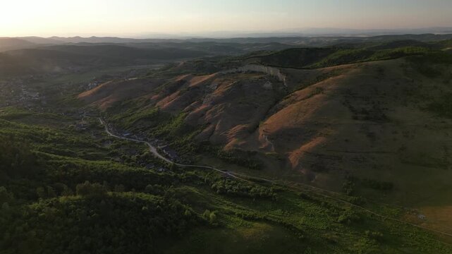Aerial view of slow landslide in Borsod county, Hungary