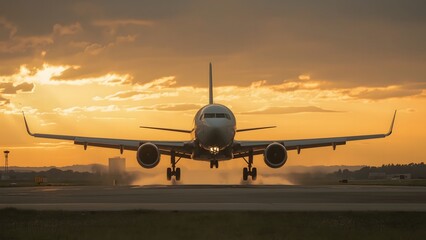 Obraz premium Passenger Jet Arrival, Evening Sky