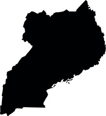 Uganda map silhouette black outline country shape