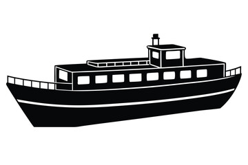 Obraz premium Monochrome vessel shows a stylized cruise ship cruising, isolated on white without color