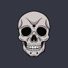 Fototapeta premium Minimal Skull Vector Illustration, Dark Gothic Skull Artwork, Modern Skull Design with Hollow Eyes