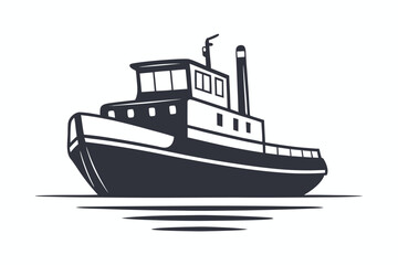 Obraz premium Simple monochrome drawing shows an isolated cargo ship sailing on light waves vector