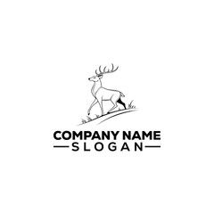 Walking Deer with Antlers on Hillside