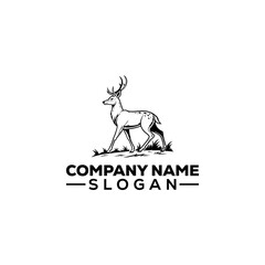 Walking Deer with Antlers on Hillside