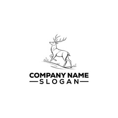 Walking Deer with Antlers on Hillside