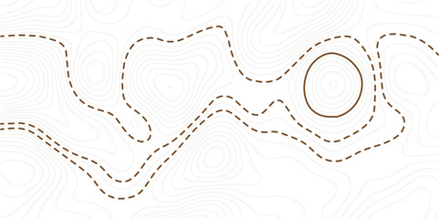 Topographic contour map showing terrain elevation lines. Minimal line art style with abstract geographic patterns. Ideal for backgrounds, maps, and cartography projects.
