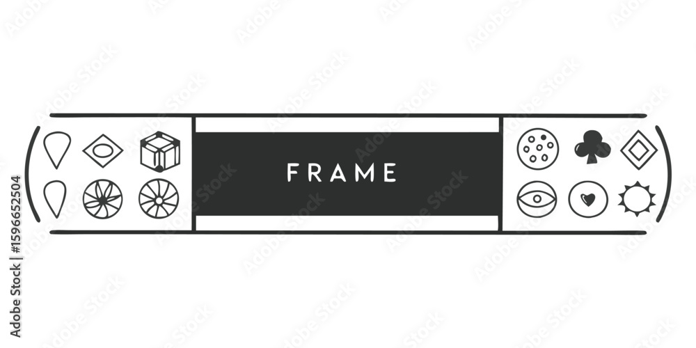 Fototapete decorative frame with geometric and symbolic icons on transparent background stylish frame featuring