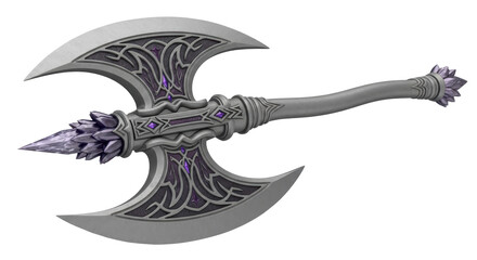 Isolated Fantasy Battle Axe