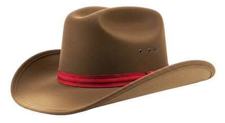 Isolated Brown Cowboy Hat with Red Band
