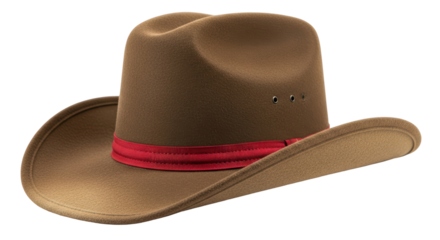 Isolated Brown Cowboy Hat with Red Band