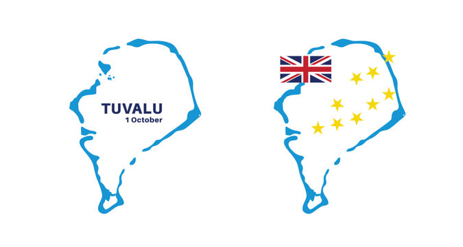  tuvalu flag and map set. tuvalu flag in official colors and proportions., map