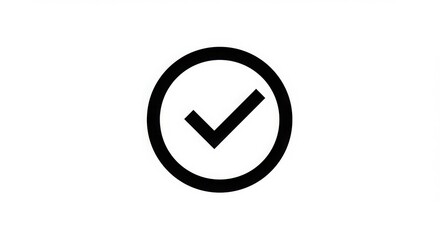 Simple black checkmark inside a circle isolated on white background
