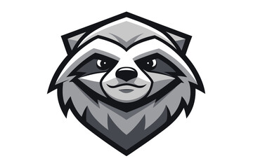 Monochrome raccoon head with determined expression showcases prominent dark eye markings and detailed furry texture