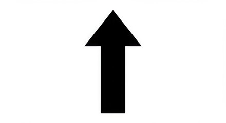 A simple black arrow pointing upwards isolated on white background