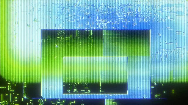 4K Technical blueprint glitch overlay with CRT scanlines, pixel distortion and VHS noise, screen mode, motion graphics asset, digital interface toolkit