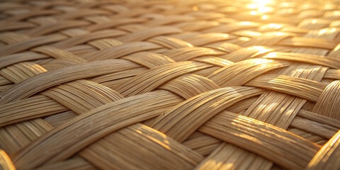  woven straw texture in warm sunlight