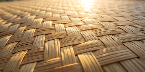  woven straw texture in warm sunlight