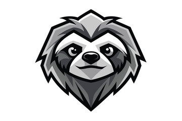 Stylized monochrome raccoon portrait exhibits bold, angular lines and a captivating geometric design