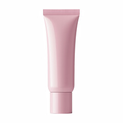 Pink matte cosmetic squeeze tube with screw cap isolated on white background