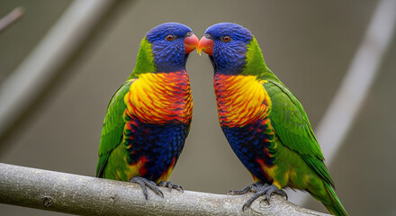two parrots on a branch