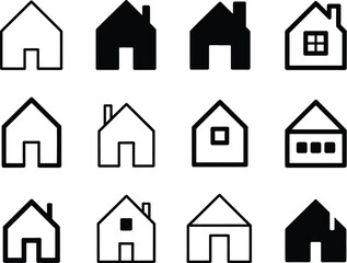 Set of minimal flat house icon, Vector illustration. Pro Vector