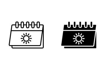 Multipurpose solar calendar vector icon in outline, glyph, filled outline style.