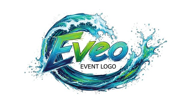 Dynamic Water Splash Wave Event Logo Design Isolated on White Background - Powered by Adobe