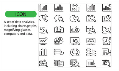 A set of data analysis, graphs icon