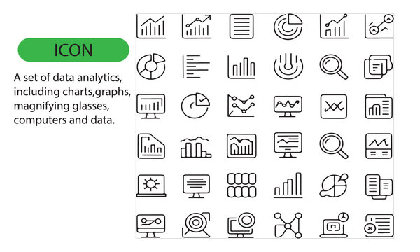 A set of data analysis, graphs icon
