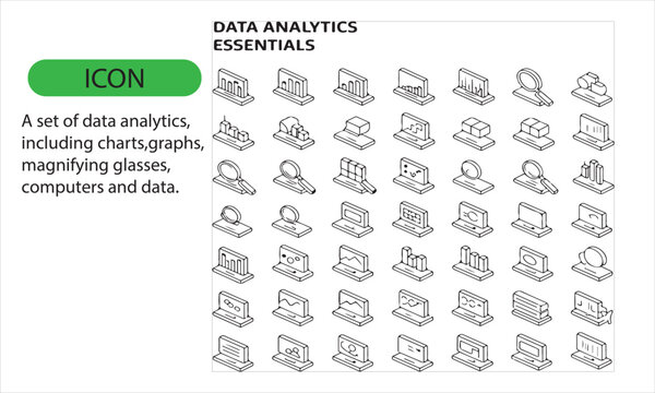 A set of data analysis, graphs icon
