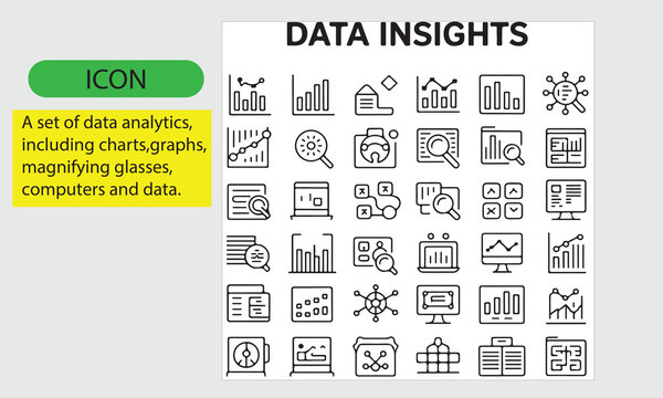 A set of data analysis, graphs icon