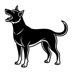 Black Silhouette Dog Barking Vector