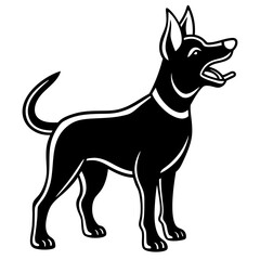 Black Silhouette Dog Barking Vector