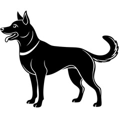 Black Silhouette Dog Barking Vector