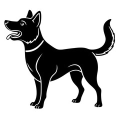 Black Silhouette Dog Barking Vector