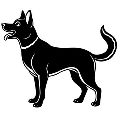 Black Silhouette Dog Barking Vector