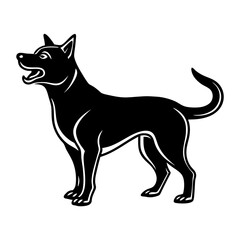 Black Silhouette Dog Barking Vector