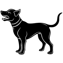 Black Silhouette Dog Barking Vector