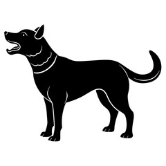 Black Silhouette Dog Barking Vector
