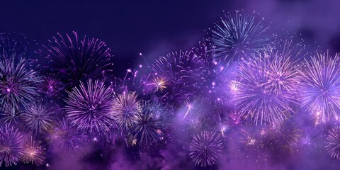 Night Sky Fireworks: A Purple and Lavender Pyrotechnic Display