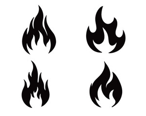 Fire flames, set vector icons