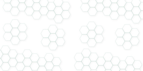 Abstract white hexagon concept background. Seamless pattern with hexagon. Hexagonal white hexagons honeycomb wallpaper. Abstract white lines background.	