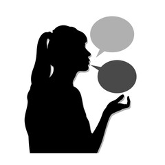 Silhouette of woman speaking to reflection, inner dialogue and therapy  