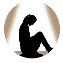Silhouette of person sitting in spotlight, representing therapy and self-awareness  